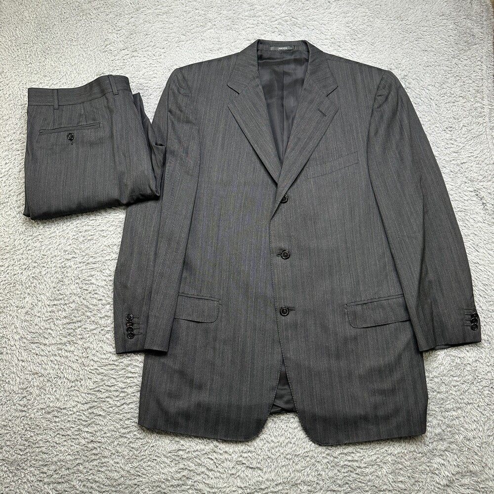 Ermenegildo Zegna Suit Mens 44L / Italian 54L 38 Pants Gray Wool Italy Made